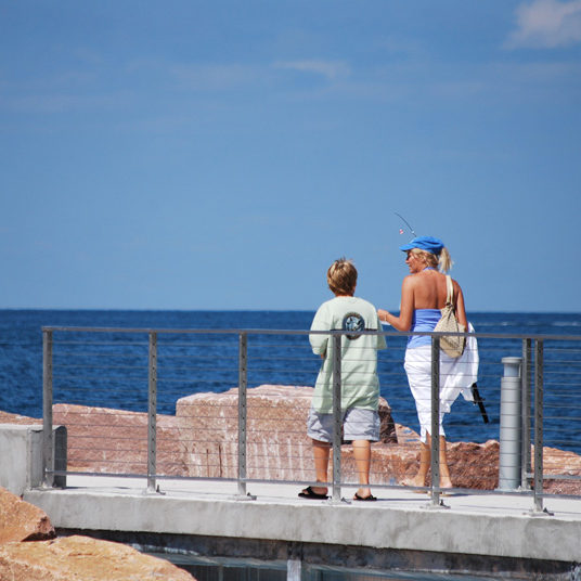 Mom and son going fishing
