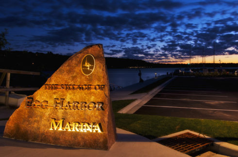 The Village of Egg Harbor sign on rock