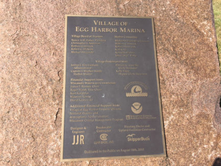 Village of Egg harbor marina donations on rock