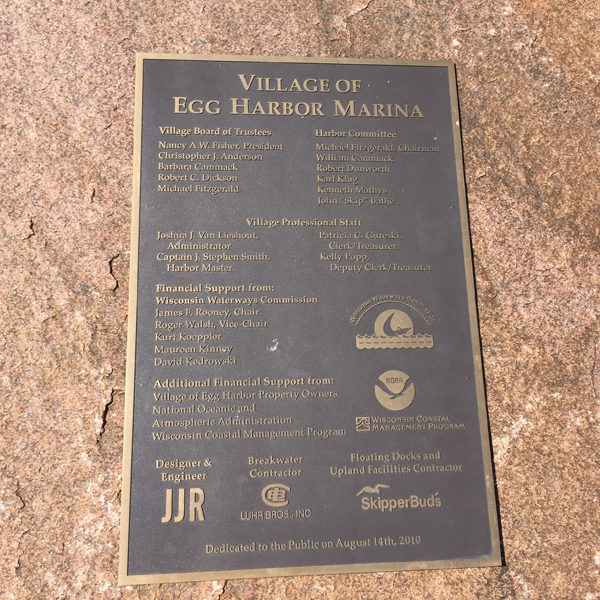 Village of Egg harbor marina donations on rock