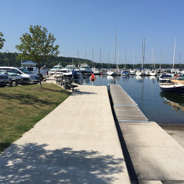 Sidewalk by boat dock