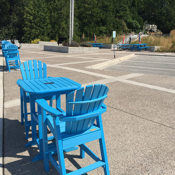 Blue Tables and chairs